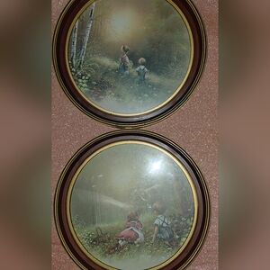 Vintage Set Of Framed Wall Art with Children in Nature Scene